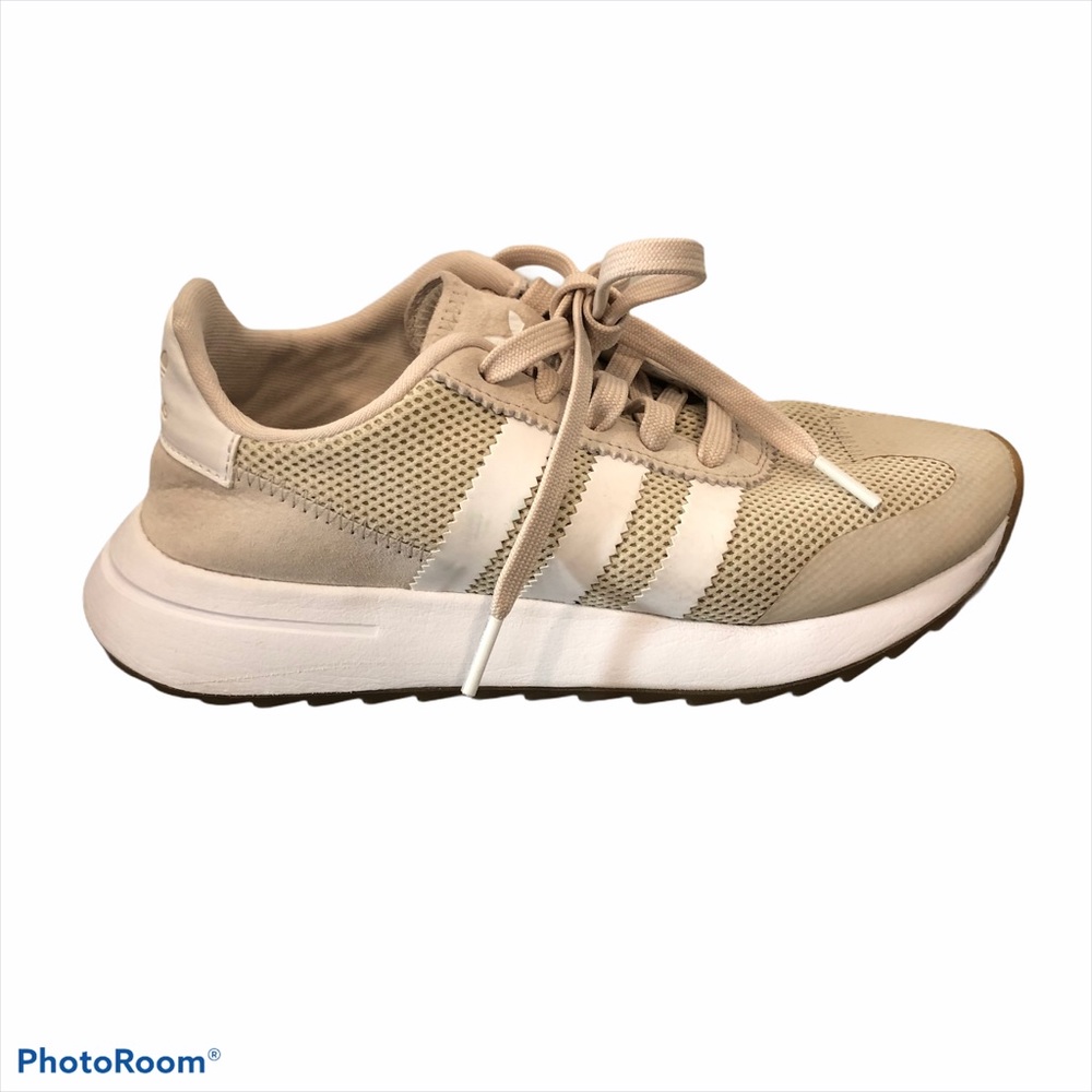 Adidas Original beige 3 stripe mesh & suede shoe